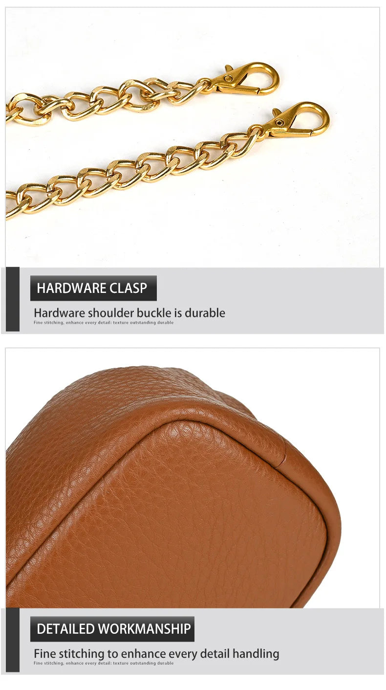 LD-Soft Leather Bag Versatile for All Seasons, Sweet and Ladylike. Top Layer Cowhide Handbag, Single Shoulder Bucket Bag