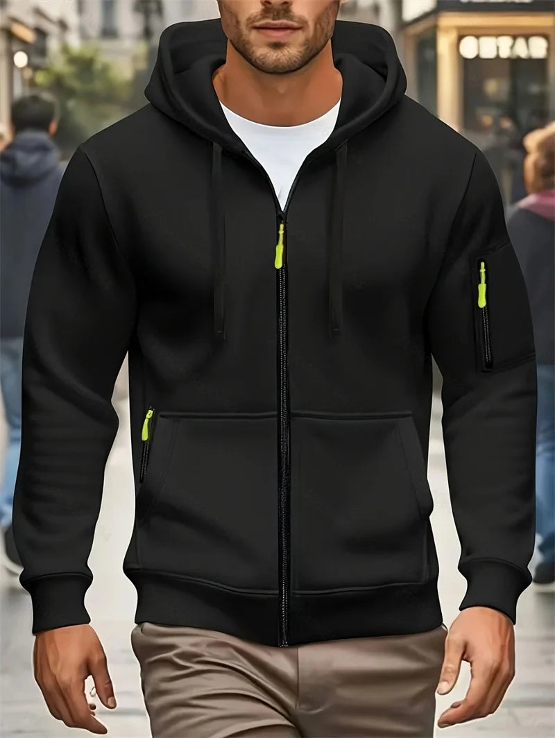 Men's Autumn Winter Hoodies Long Sleeve Sweatshirt Zipper Design Hooded Sweatshirt Men Sportswear Slim Fit Casual coat men tops