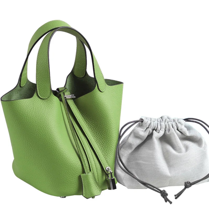 Fashion Classic Womens Bucket Bags Leather Lady Hand Bags High Quality Genuine Leather Luxury Ladies Top Handle Handbags