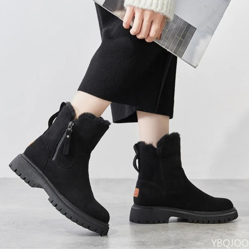 Large Size Winter Fashion Thick Sole Height Increasing and Plush Thick Women's Boots New Warm and Versatile Women's Short Boots