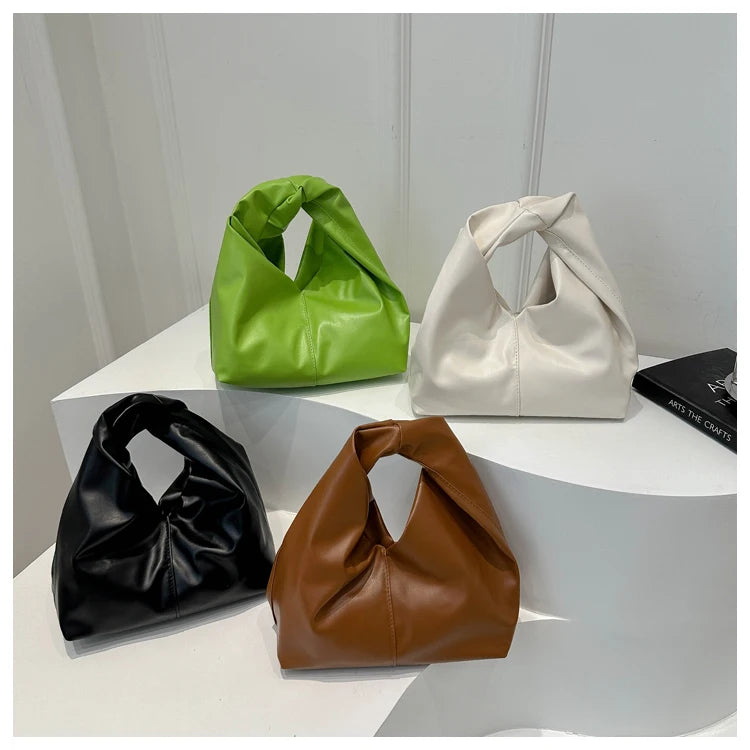 Elegant Folded Cloud Women's Handbag Trendy Minimalist PU Leather Tote Bag Soft Surface Magnetic Buckle Closure Casual Use