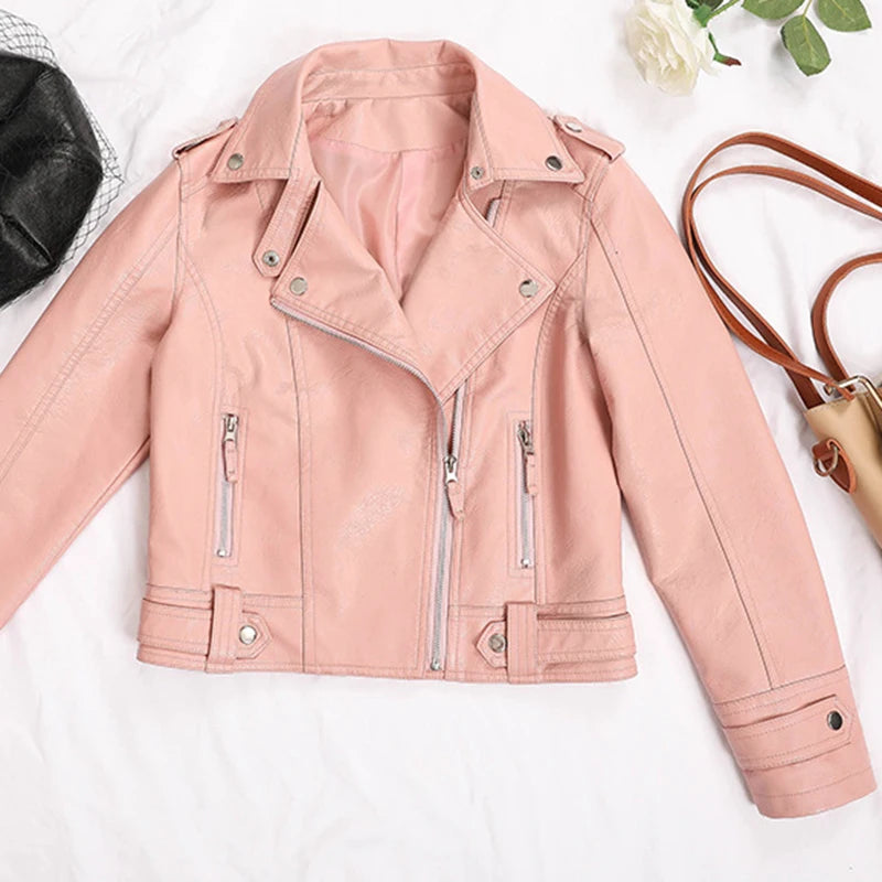 Black Faux Leather Jacket Women Y2K Retro Moto Biker Windproof Pu Leather Jackets Korean Street Cropped Outerwear Woman Clothes