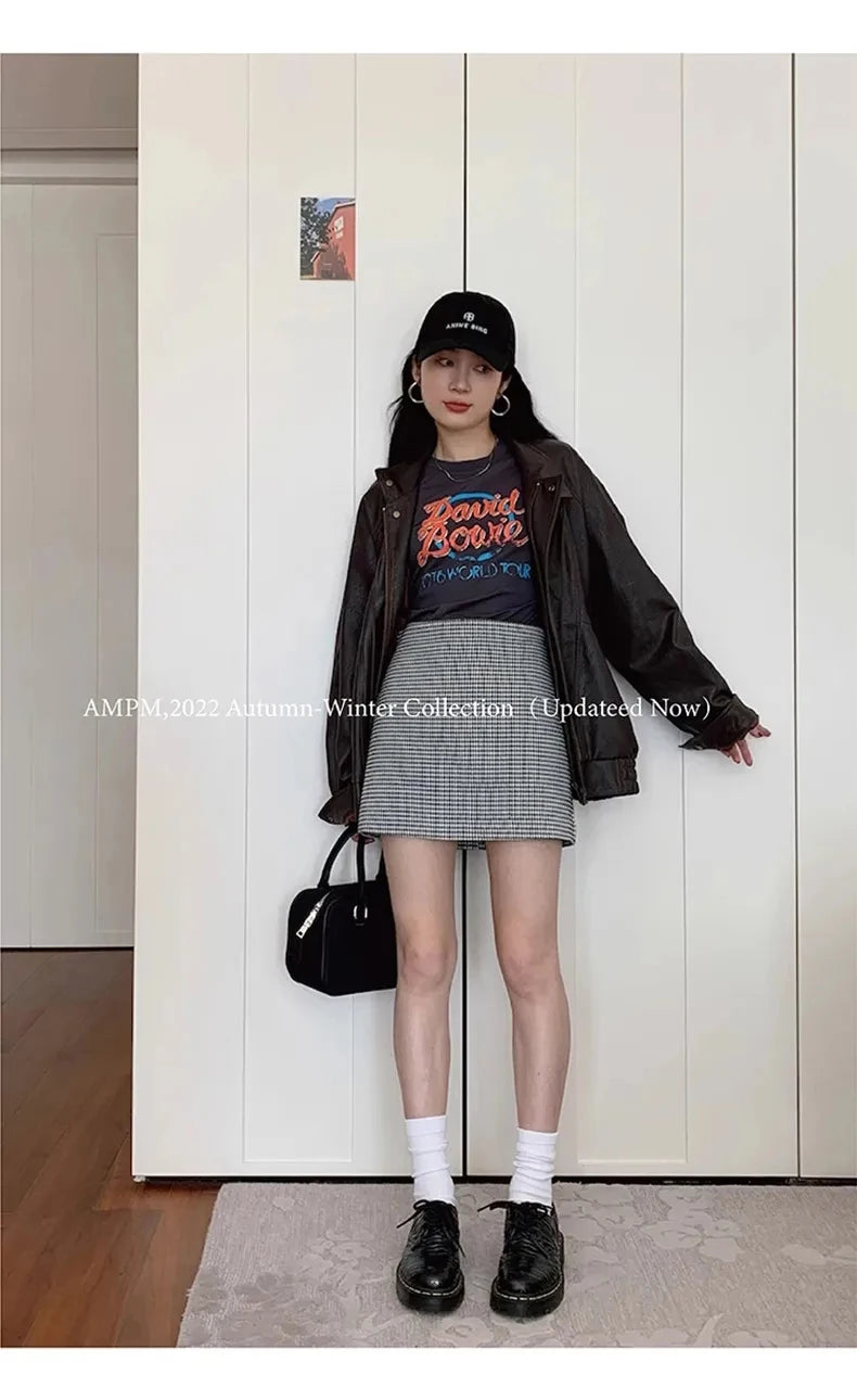 Lautaro Autumn Cool Brown Oversized Leather Jacket Women Drop Shoulder Long Sleeve Zippper High Quality American Retro Clothing