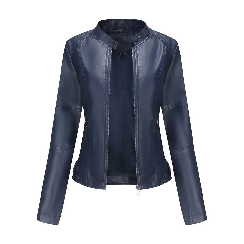 Faux Leather Jacket Women 2026 Autumn Spring Women's Moto Biker Jacket Red Black Coat Brown Purple Blue 3xl 4xl Coffee XS Beige