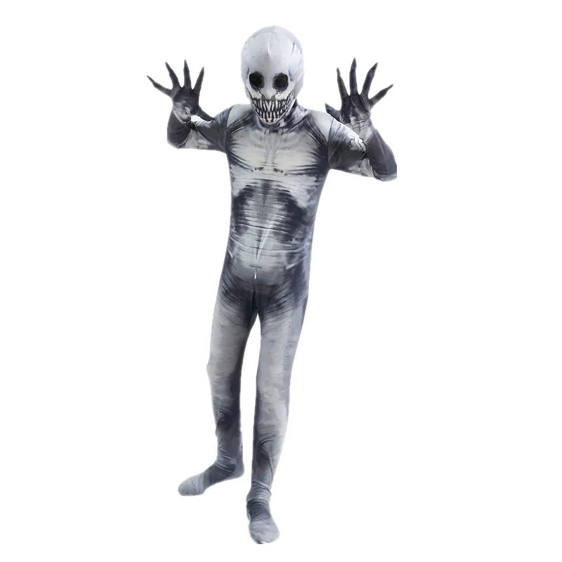 Halloween Frights! Adult Child Horror Grim Reaper Onesie, Skeleton Costume to start the horror!