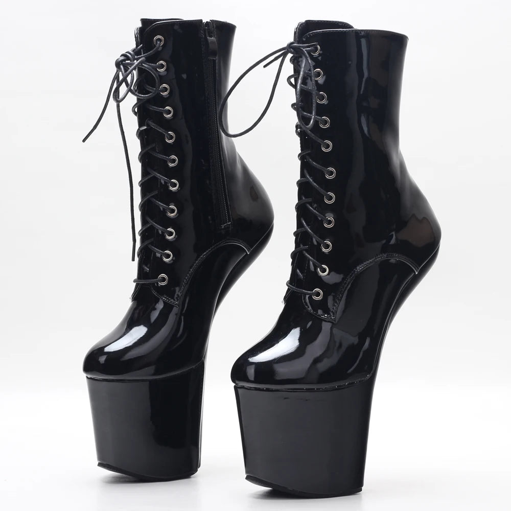 Exotic Pole Dance Platform Ankle Boots Extreme Fetish 8 Inch High Heelless Boots