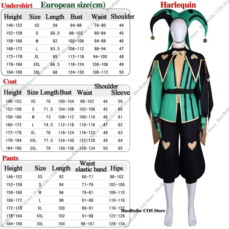 Hot The Freak Circus Pierrot Jester Harlequin Cosplay Costume Adult Clown Top Pant Wigs Joker Uniform Halloween Costume Carnival