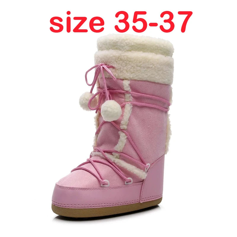 Women's Winter Boots 2026 Women Snow Boots Cold-proof Warm Mid-calf Pink Space Boots Slip-resistant Cotton Woman Winter Shoes