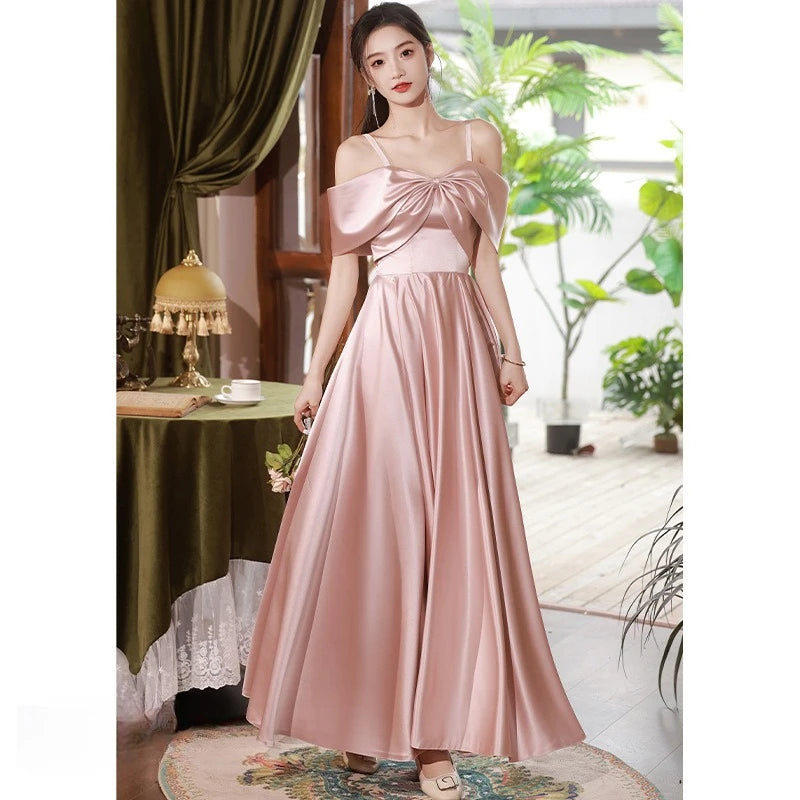 Bridesmaid Dresses Pink 2026 New Spring Wedding Satin High Sense Can Wear Sisters Evening Gown Dress Customized for Women