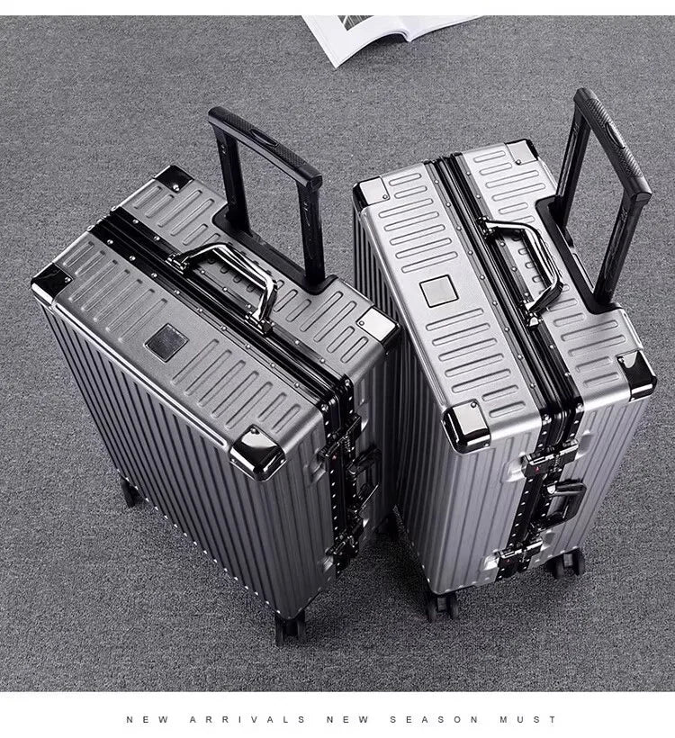 Aluminium Frame Suitcase Large-capacity Trolley Case Strong and Durable Password Cabin Bag Thickened PC suitcase 20/22/24/26/28
