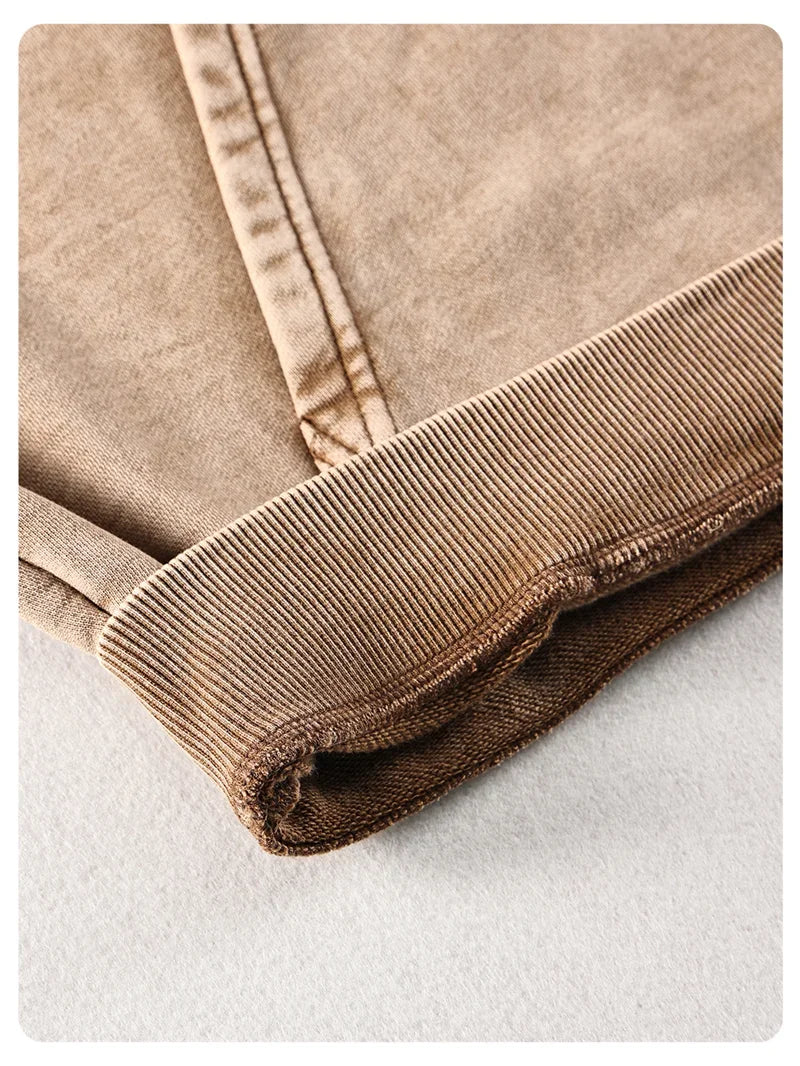2024 Autumn Winter Men 420gsm Hoodies Streetwears High Street Heavy Weight Washed Cotton Sweatshirts Brand Tracksuit