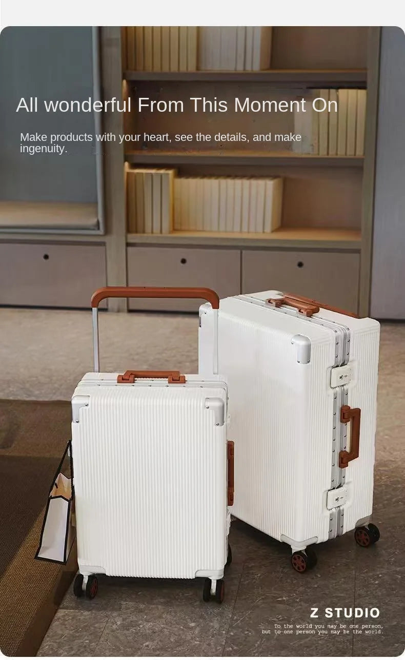 2025 New Wide Trolley Case Luggage Large Capacity 20/24/26 inch Plus Aluminium Frame ABS+PC Luggage Cabin Boarding Suitcase