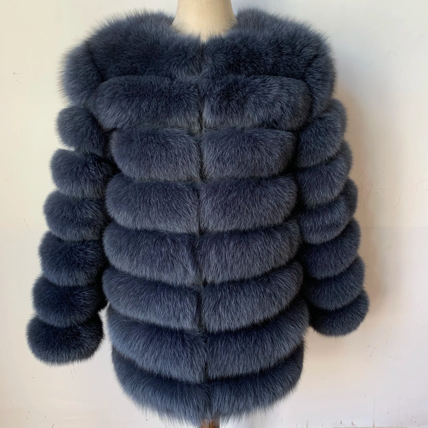 NEW Style Length Sleeves 4in1 Real Fur Coats Women Natural Real Fur Jackets Vest Winter Outerwear Women Fox Fur Coat Quality Fur