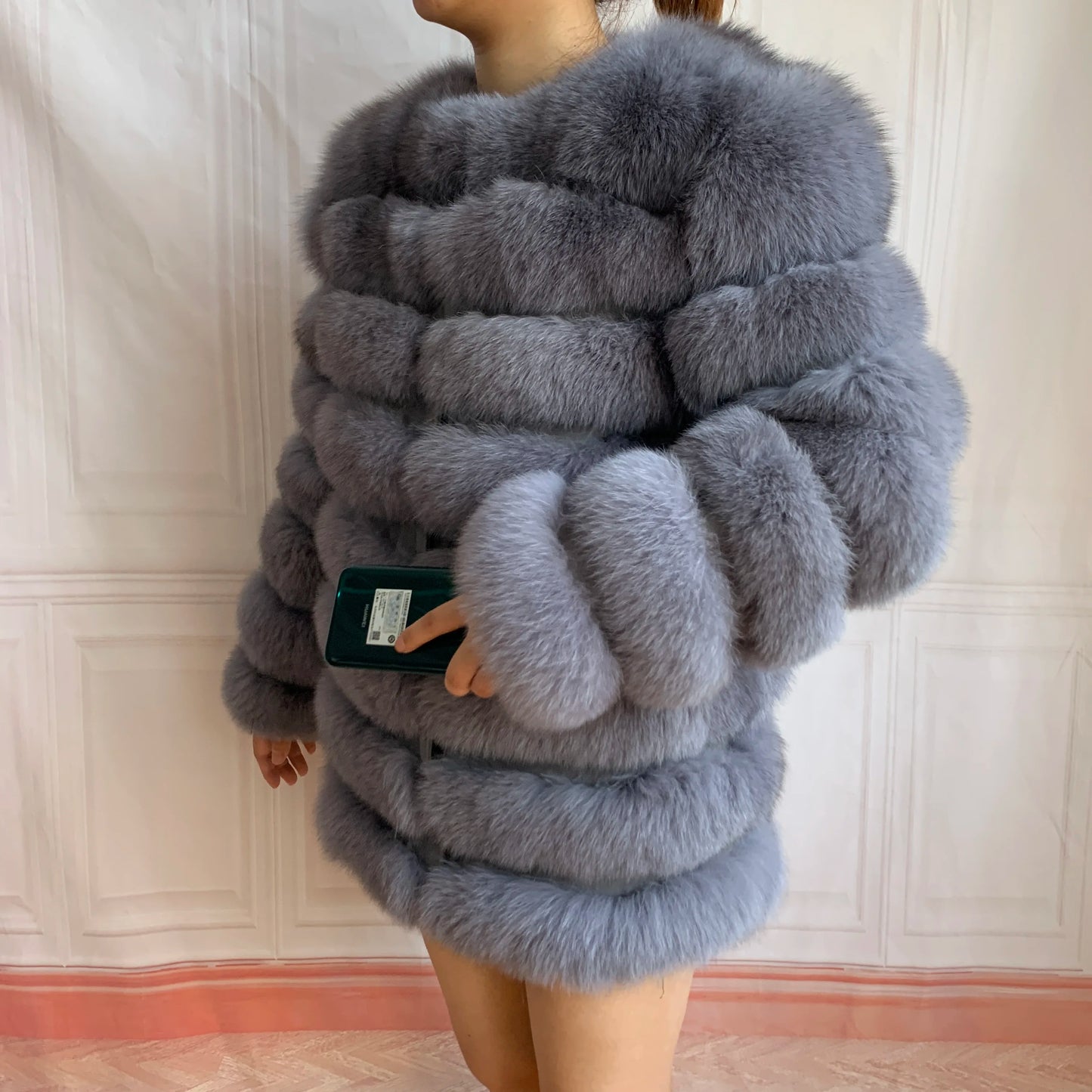 NEW Style Length Sleeves 4in1 Real Fur Coats Women Natural Real Fur Jackets Vest Winter Outerwear Women Fox Fur Coat Quality Fur