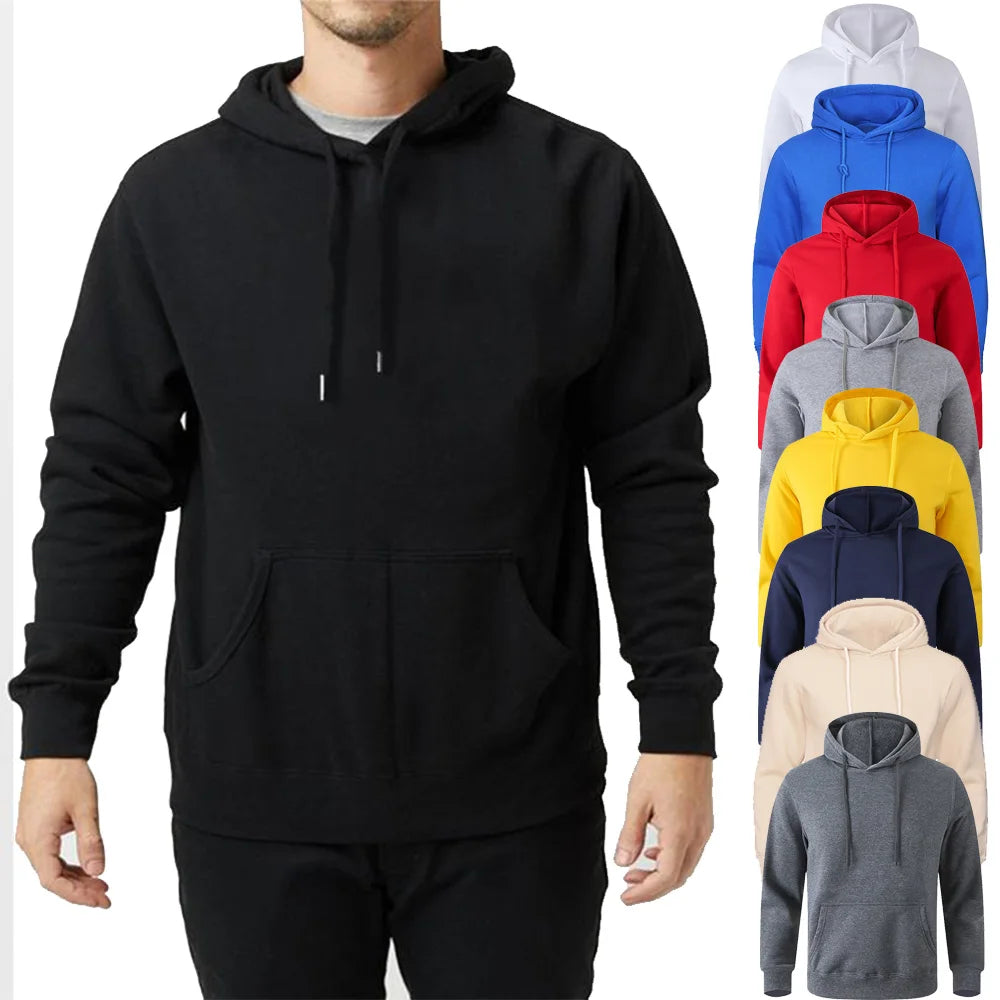 Winter Solid Color Men Hoodies Fleece Warm Mens Sweatshirt Fashion Men Fleece Warm  Sweatshirt