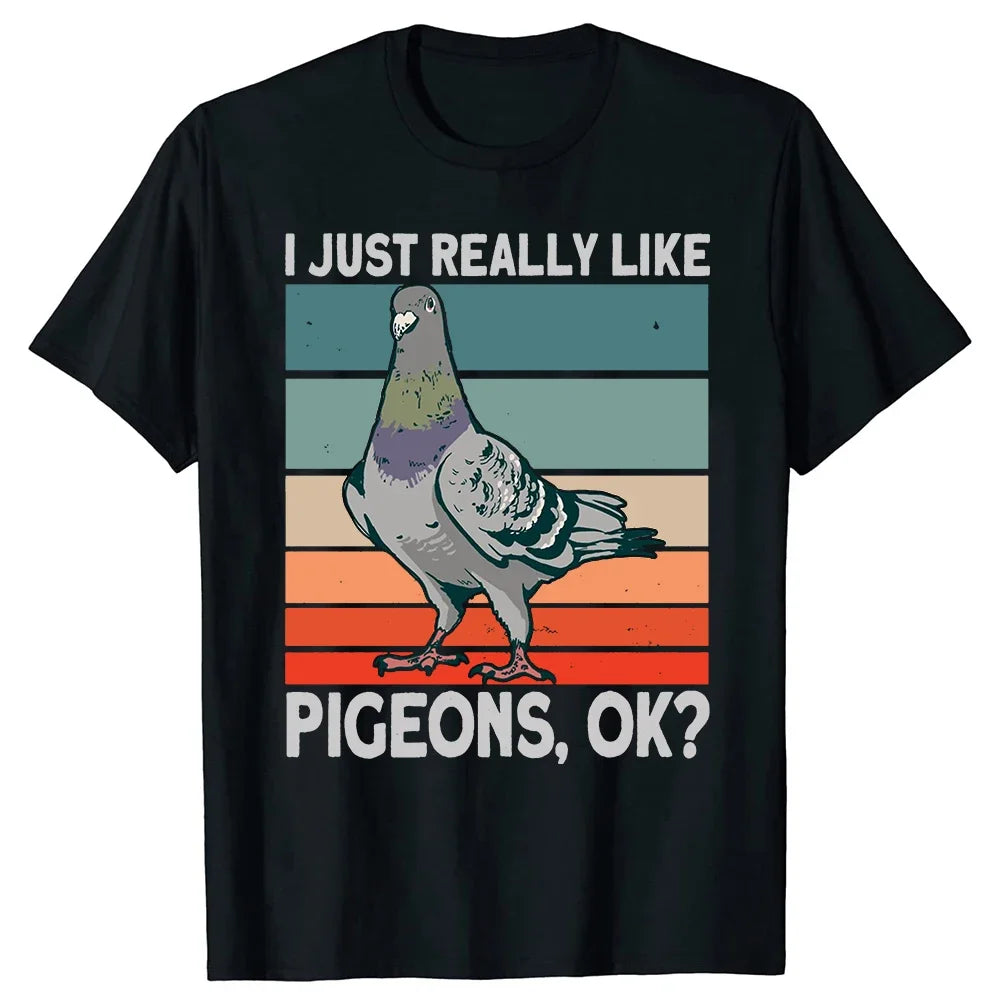 Pigeon Pigeoff Bird Birdwatcher Birdwatching T-shirt Cute Funny Graphic T-shirt Men Tshirt Cotton Loose Oversized T Shirt