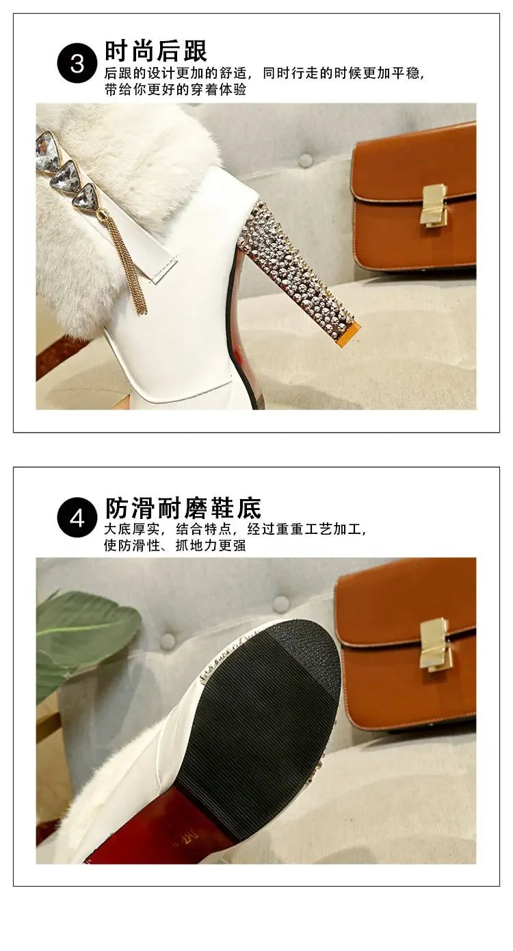 Winter Boot Women Shoe Winter New Ankle Boots Waterproof Platform Women Boots Fashion Rhinestone High Heelsсапоги