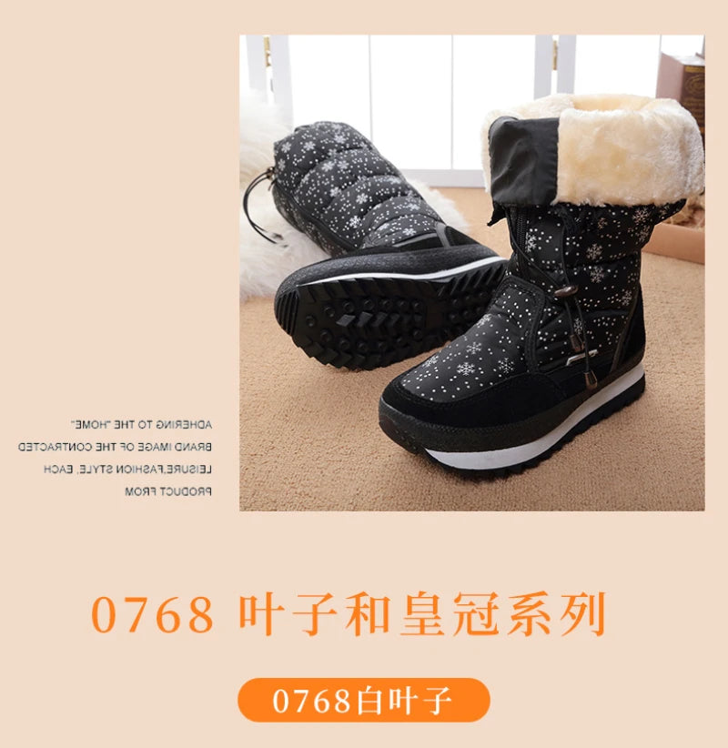 Large-Size Cotton Shoes For Winter Outdoor Thick Warm Cotton Shoes High-Top Snow Boots Winter Wild Plus Velvet Cotton Boots