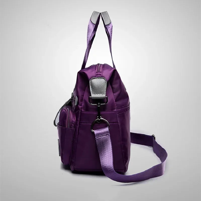 Women Tote Bag With Multi Pockets, Large Capacity Shoulder Bag, Lightweight Nylon Crossbody Bag For Travel
