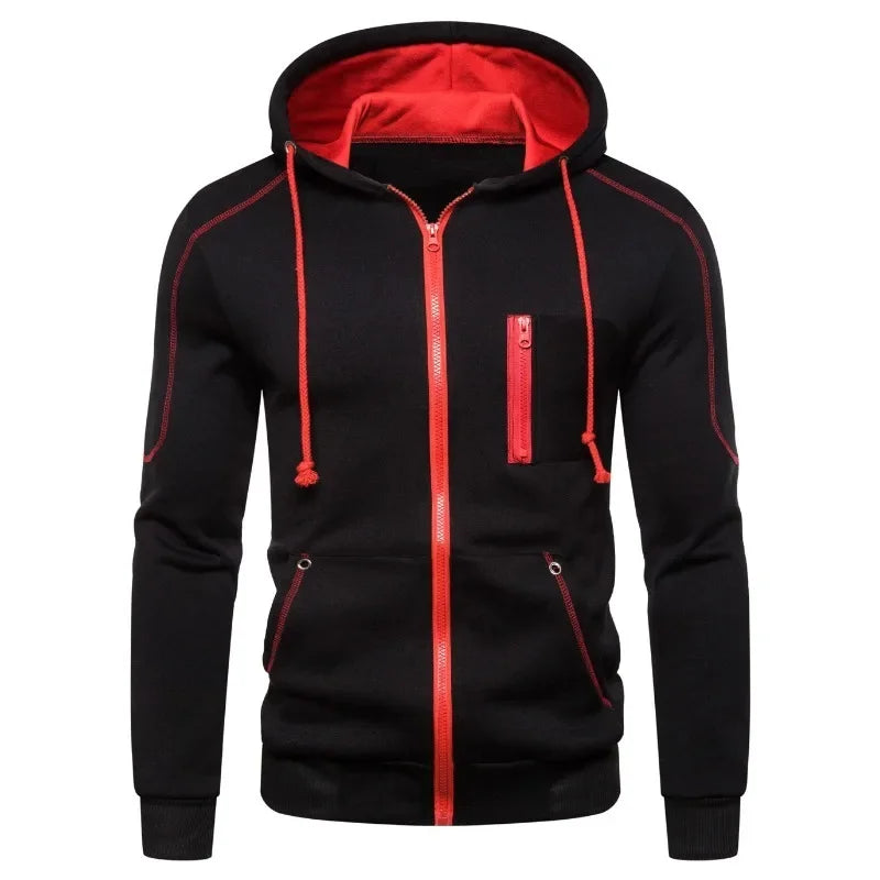 Casual Men Hoodie Sweatshirt 2025 Slim Male Zipper Streetwear Cardigan Hoodies Outerwear Black Sportswear Men Hooded Jacket