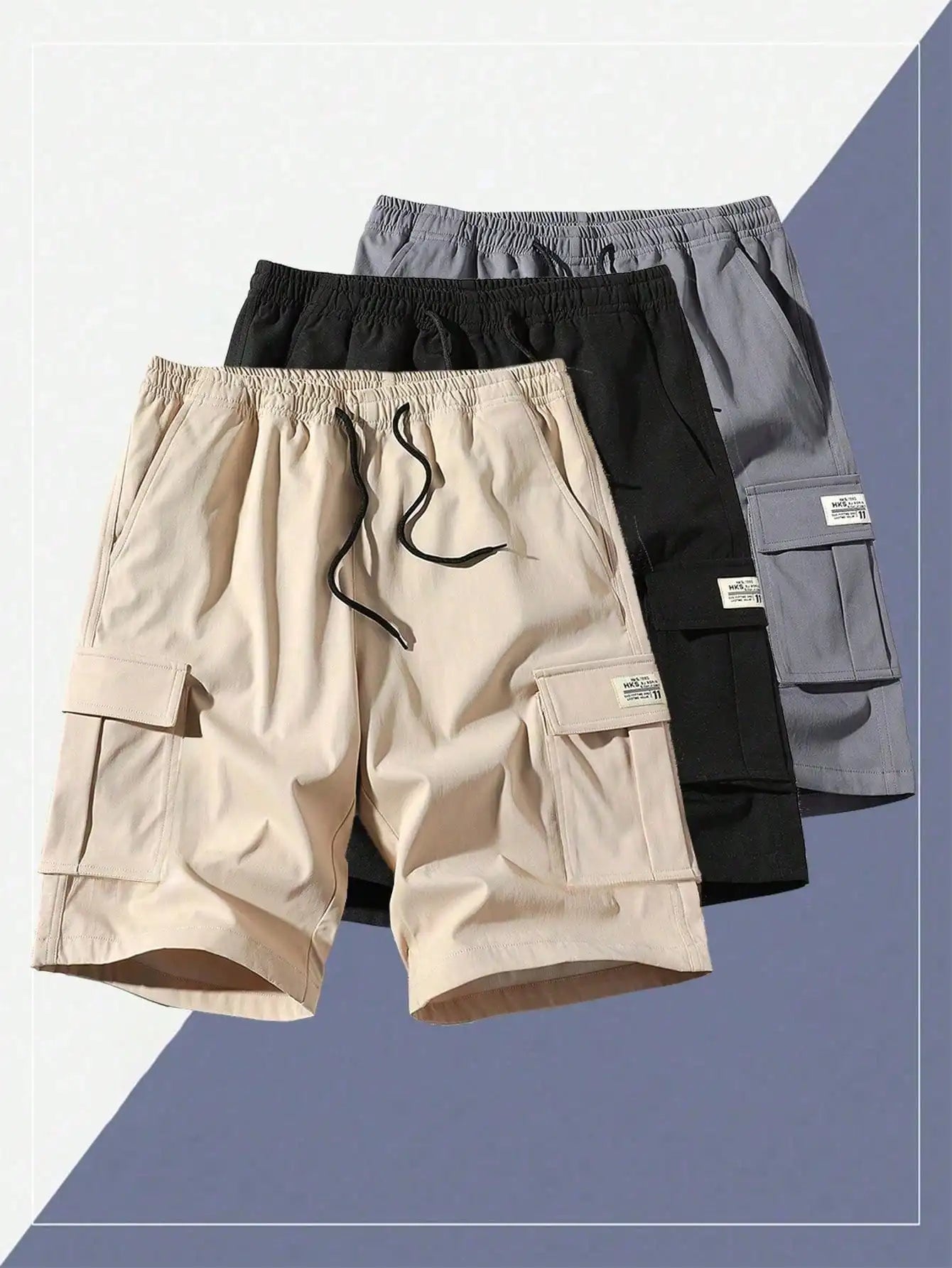 4 Pcs Men's Casual Breathable Cargo Shorts Summer Outdoor Bermuda Shorts