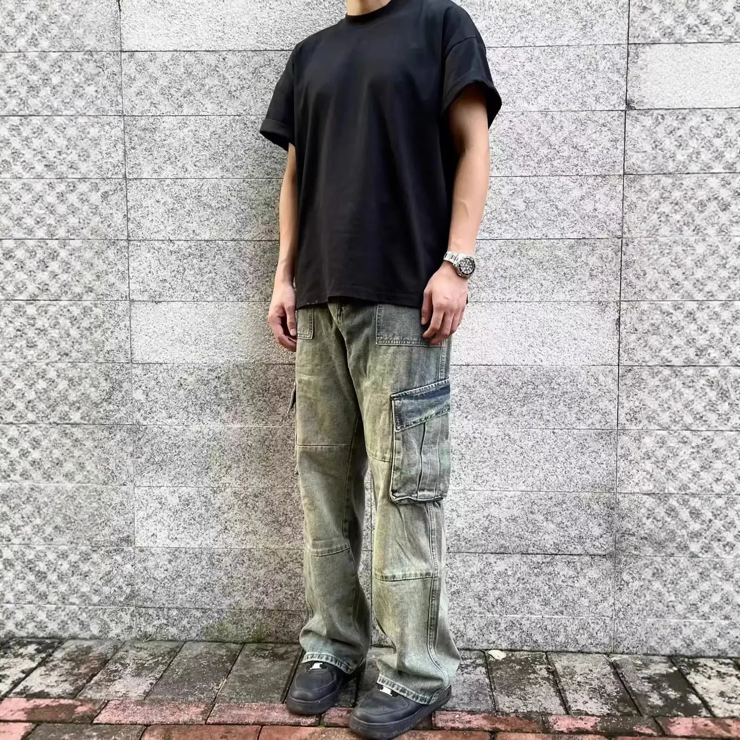 Retro American Wide Leg Workwear Jeans Multi Pocket Loose Fit Straight Leg Jeans for Men And Women Autumn Winter New Arrival