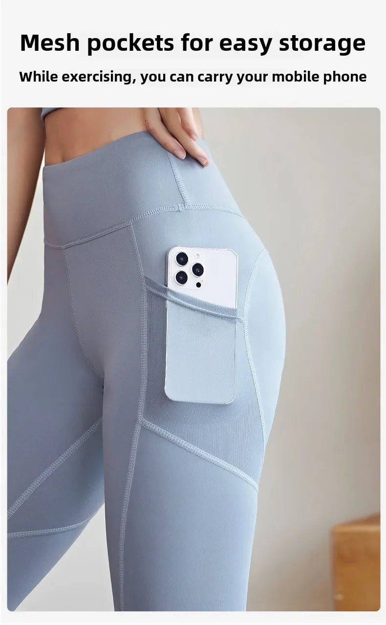 Training Leggings with Pockets for Women - High Elastic Yoga Pants Tummy Control High Waist 4-Way Stretch Gym Workout  Athletic