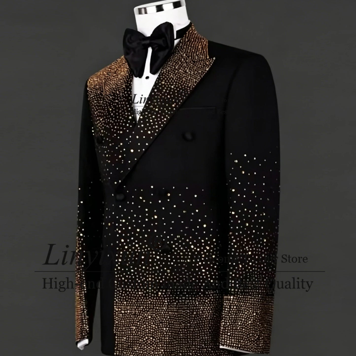 Luxury Peak Lapel Full Rhinestone Tuxedo Men's Suit 2 Piece Set Wedding Prom Party Formal Suit Slim Fit Custom Made ropa hombre