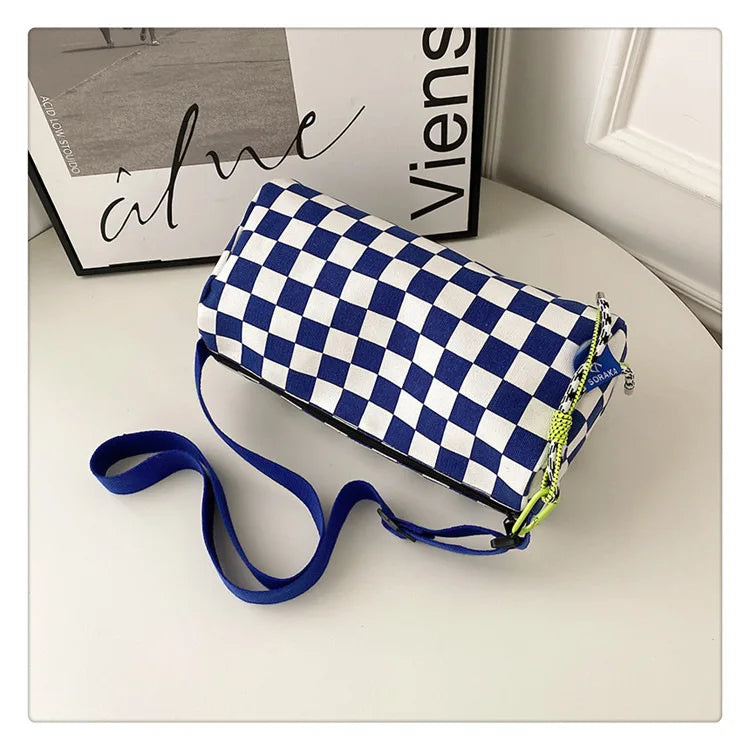 Plaid Shoulder Bag for Women Handbag CrossBorder Canvas Leisure  Fashion Bag Ladies Embroidered Han Female Pocket Purse