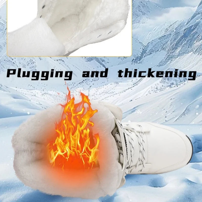 2025 new winter warm plush lined snow boots women's outdoor waterproof and non-slip plush cotton boots comfortable platform shoe