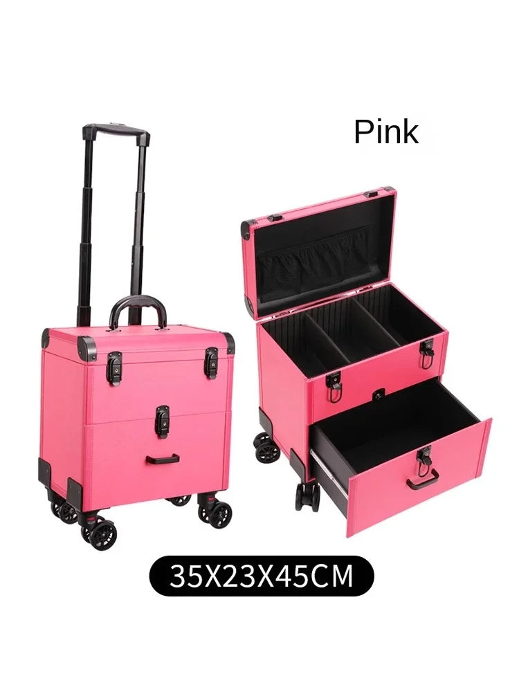 Embroidery Toolbox Beauty Nail Eyelashes Make-up Case Storage Mute Spinner Wheels Cosmetic Trolley Suitcase