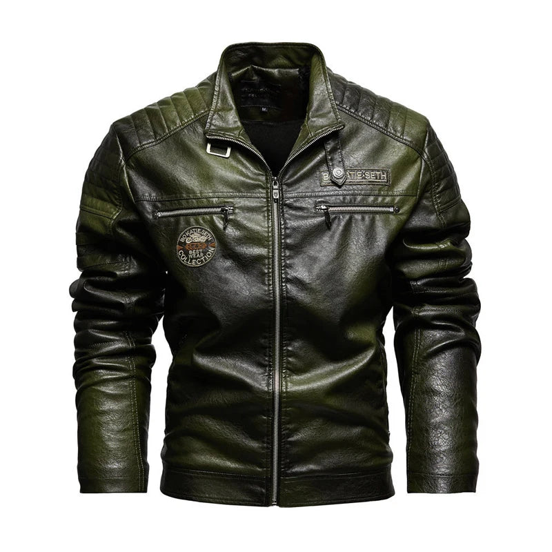 Autumn Winter Men's PU Leather Jackets Fashion Men Retro Zipper Biker Leather Coats Men Fleece Lined Warm Windbreaker Jacket 7XL