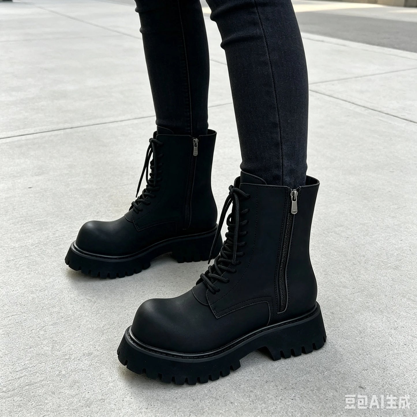 Black 2023 new style British style large toe short boots for men and women, thick-soled Chelsea boots, fashionable and comfortab