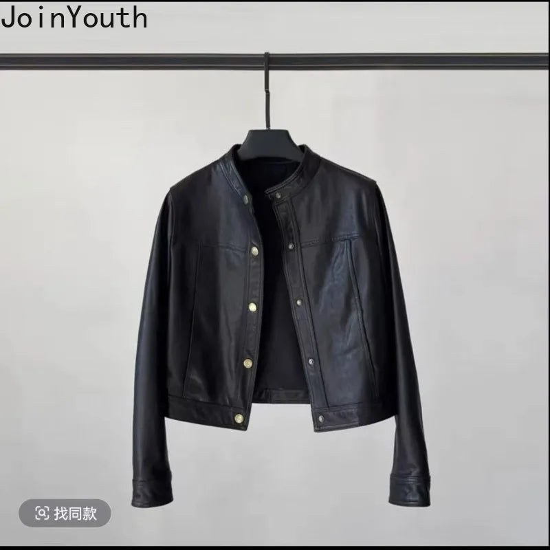Leather Jacket Women Clothing Stand Neck Zipper Crop Tops 2026 Ropa Mujer Streetwear Casual Chic PU Coats Chaquetas Para Mujer