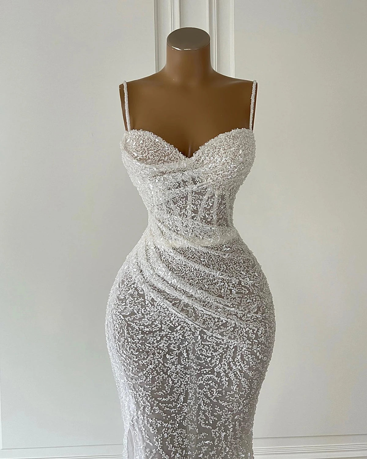 Classic Mermaid Wedding Dresses For Women Sweetheart Neck Spaghetti Strap Bridal Gown Sweep Train Skirt Custom Made