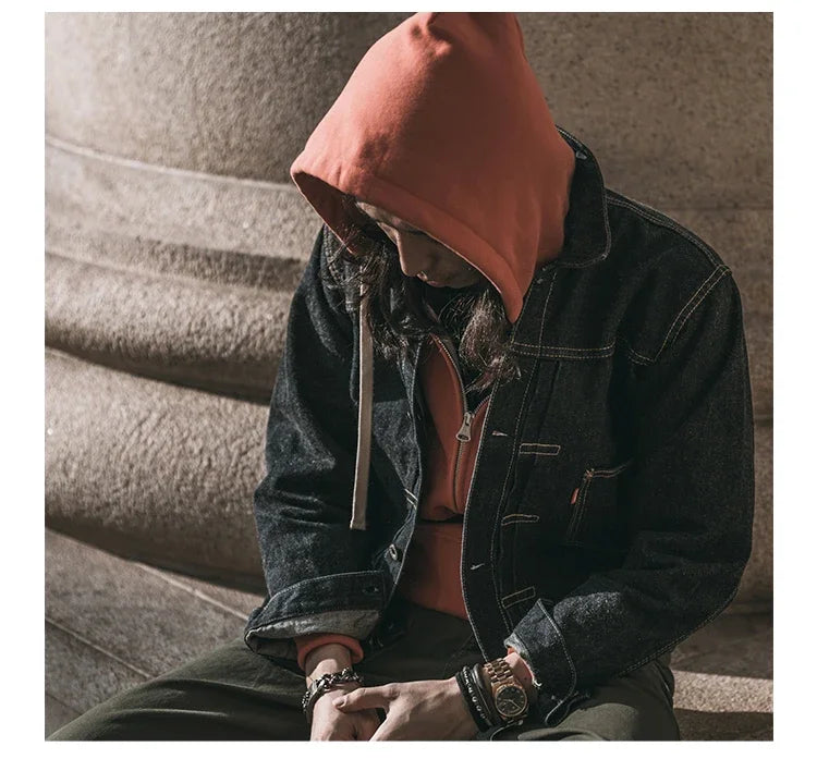 Non Stock Men's Zip Up Hooded Sweatshirt Heavyweight Solid Color Hoodies Thick