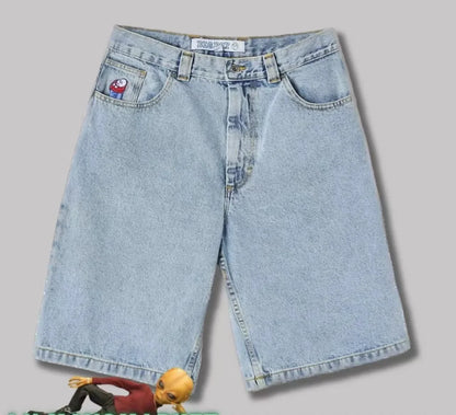 Y2K Baggy Jeans Embroidery Big boy Short for Men Streetwear Denim Leisure Short Mujer Hot Traf Men shorts jean Skate jeans men