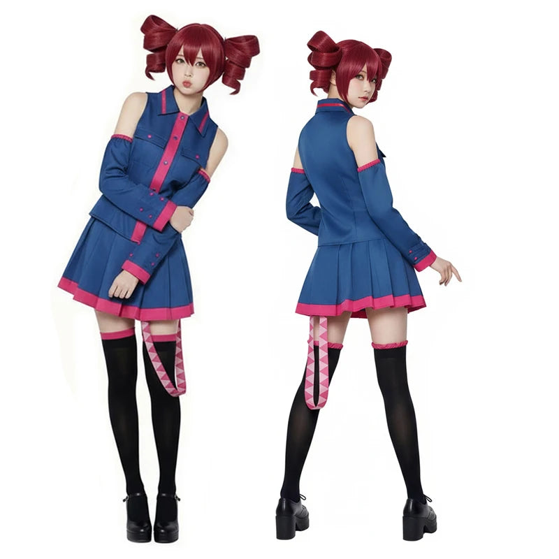 Kasane Teto Cosplay Costume Blue Uniform Dress Vtuber Vocaloid Idol Outfit Women Halloween Anime Party Role Play Suit