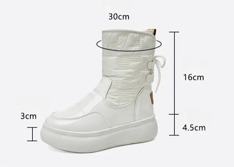 White Half High Waterproof Women's Snow Boots Lace-up Goth Plush Warm Quality on Offer Y2k Padded Large Size Hot Ladies Shoes