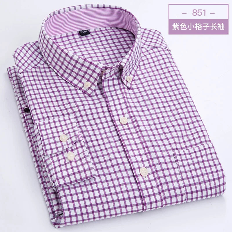 Men's long sleeve shirt Oxford woven casual non-ironing spring summer autumn slim top comfortable trend fashion with white shirt