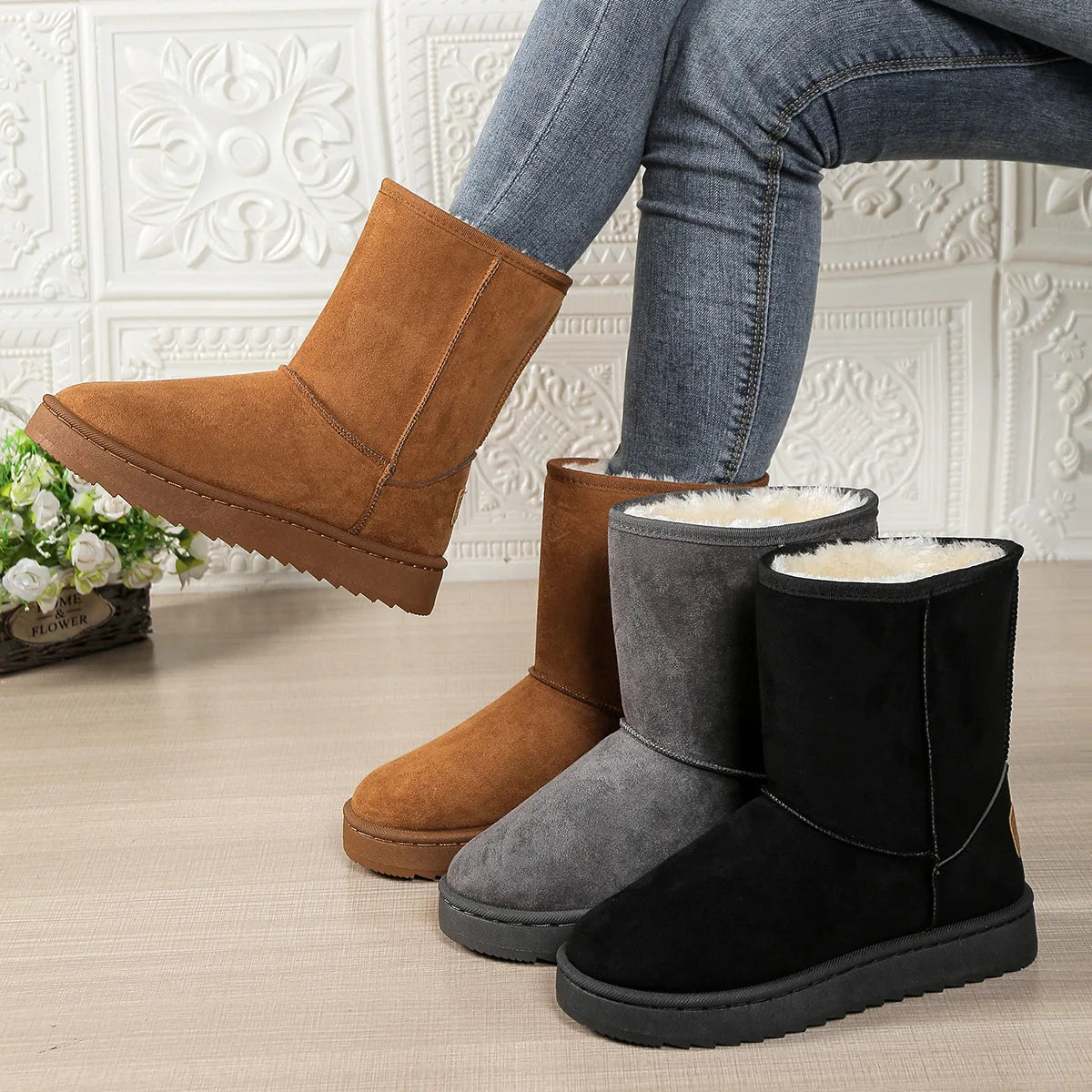 Mid Calf Snow Boots Women Waterproof Warm Platform Boots Large Size Winter Slip On Flat Casual Woman Booties 2026 New fashion