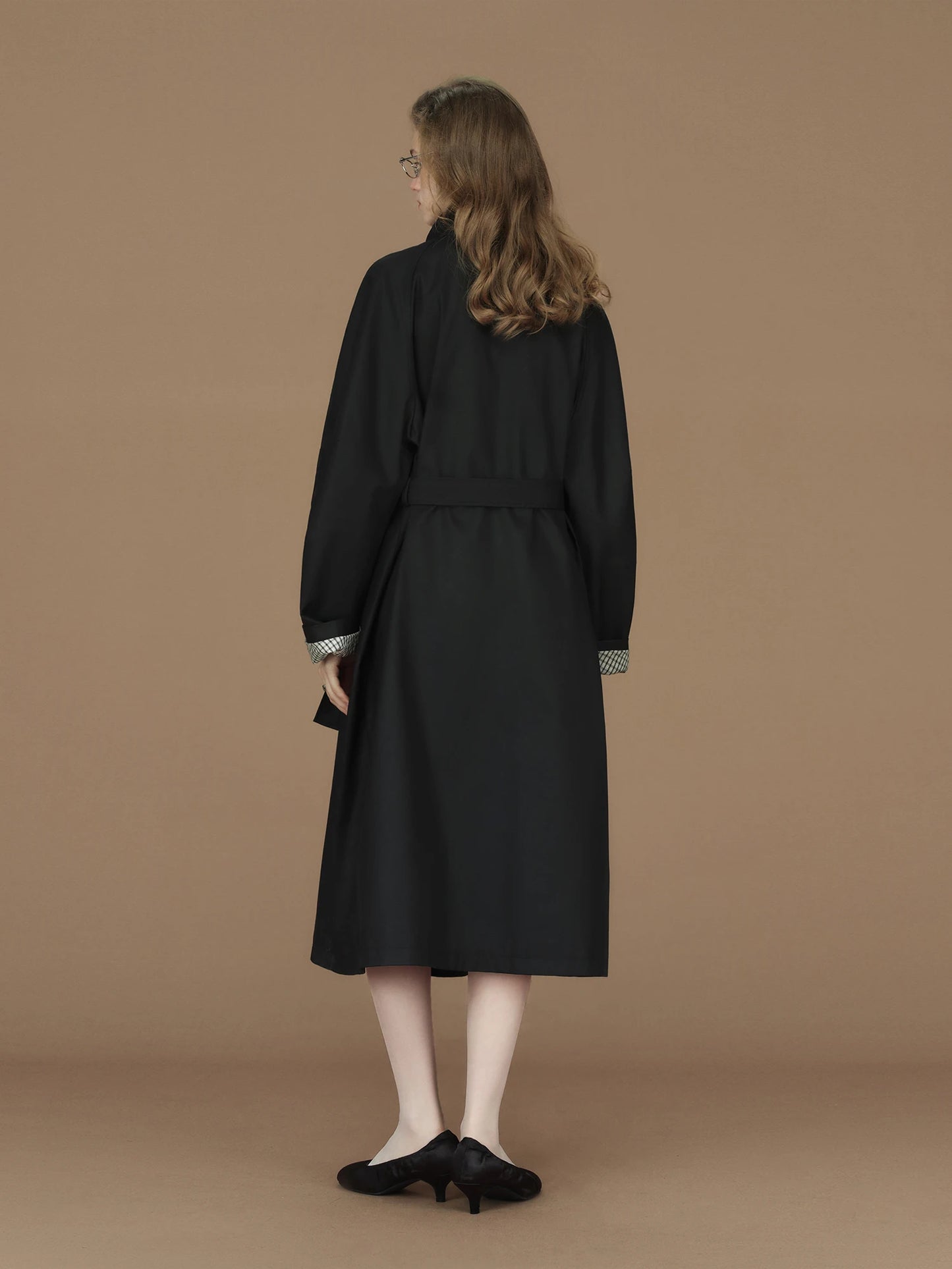 FSLE 2026 Womens British Trench Coat Contrast Cuff Stand Collar Heritage Workwear Style Pink Black Khaki Short Long Trench Coat
