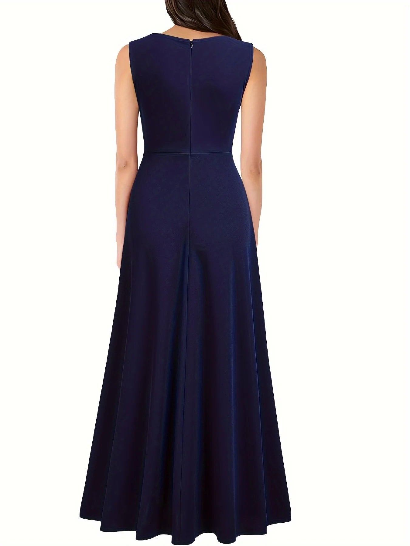 Womens Sexy Deep Neck High Split Sleeveless Formal Cocktail Party Floor Length Evening Long A-Line Wrap Maxi Dress
