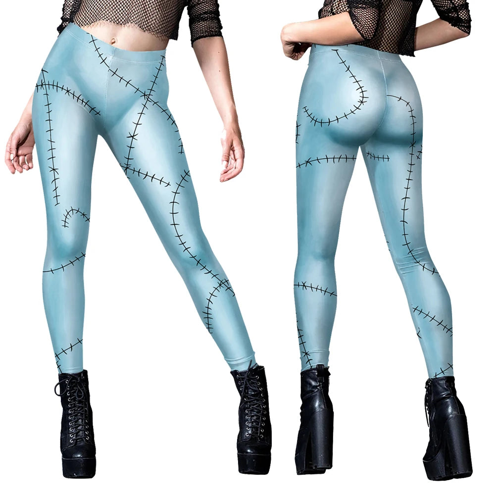 Halloween Anime Movie Sally Cosplay Dress Party Set Costume Christmas Women Slim Jumpsuit Catsuit Zentai Bodysuit Gothic Leggins