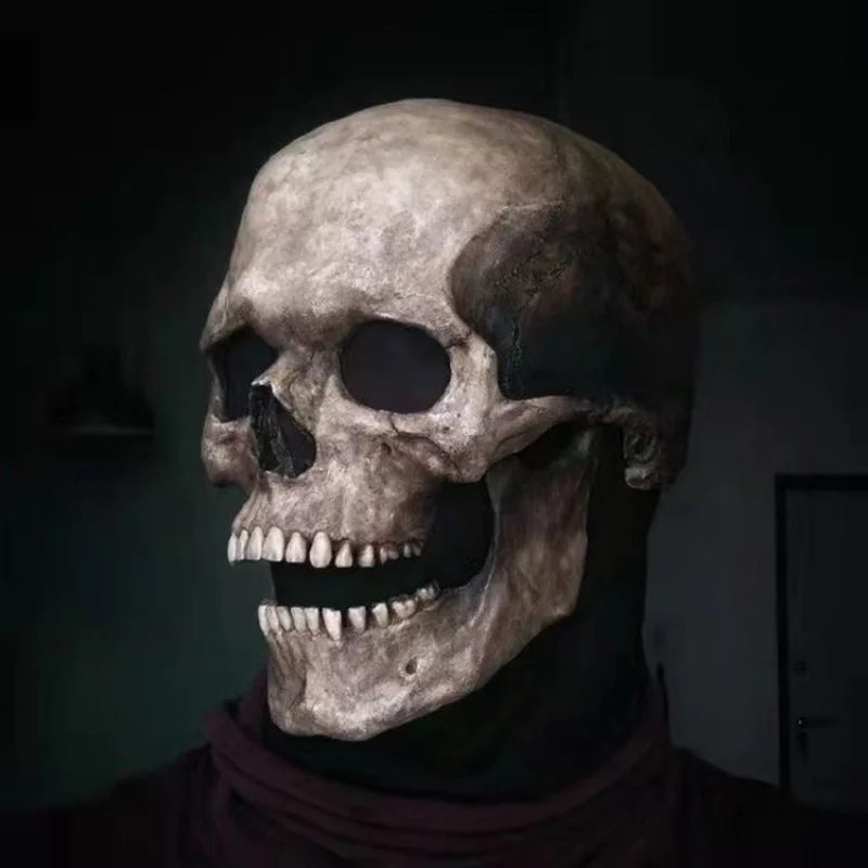 Costume Halloween Cosplay Skeleton Mask Hooded Robe Ghost Cloak Long Shirt For Escape Room Haunted House NPC