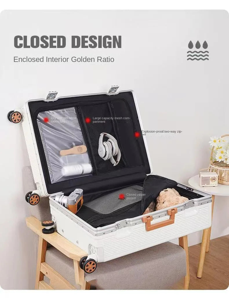 2025 New Wide Trolley Case Luggage Large Capacity 20/24/26 inch Plus Aluminium Frame ABS+PC Luggage Cabin Boarding Suitcase