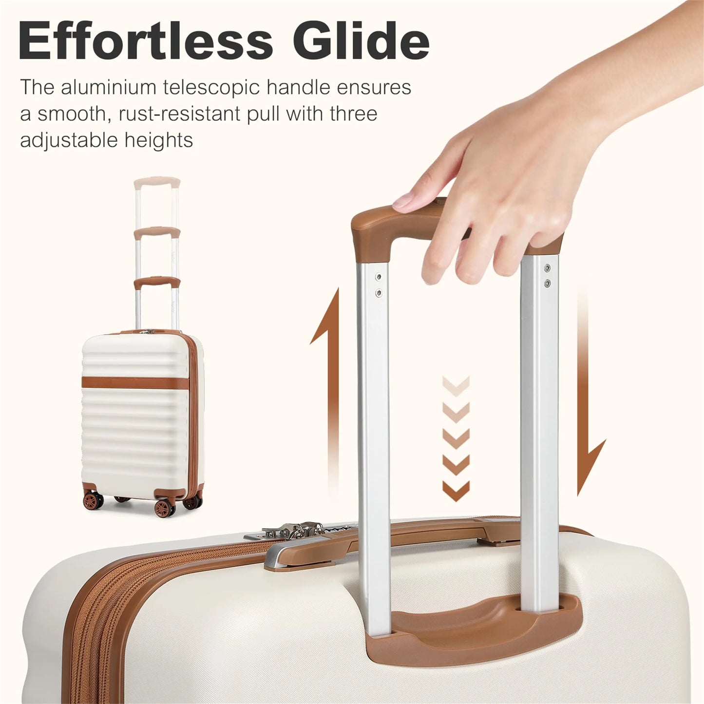 KONO ABS + PC hard case with 4 wheels, TSA lock trolley hand luggage/suitcase (55/65/75cm)