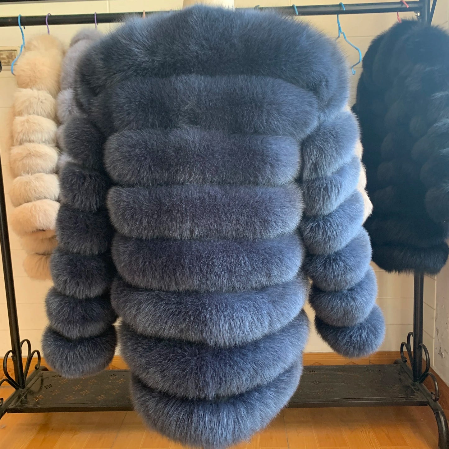 NEW Style Length Sleeves 4in1 Real Fur Coats Women Natural Real Fur Jackets Vest Winter Outerwear Women Fox Fur Coat Quality Fur