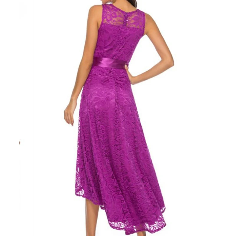 Women's Luxury Wedding Bridesmaid Dresses Elegant Lace Evening Sweet Party Dress Plus Size Slim High Waist Bow Maxi Dresses