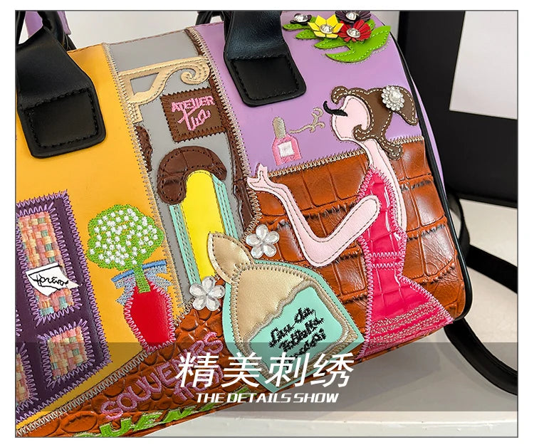 Design Patchwork Zipper 2026 Hot Sale Women's Bags Retro High Quality Women's Bags PU New Personality Stylish Shoulder Bags